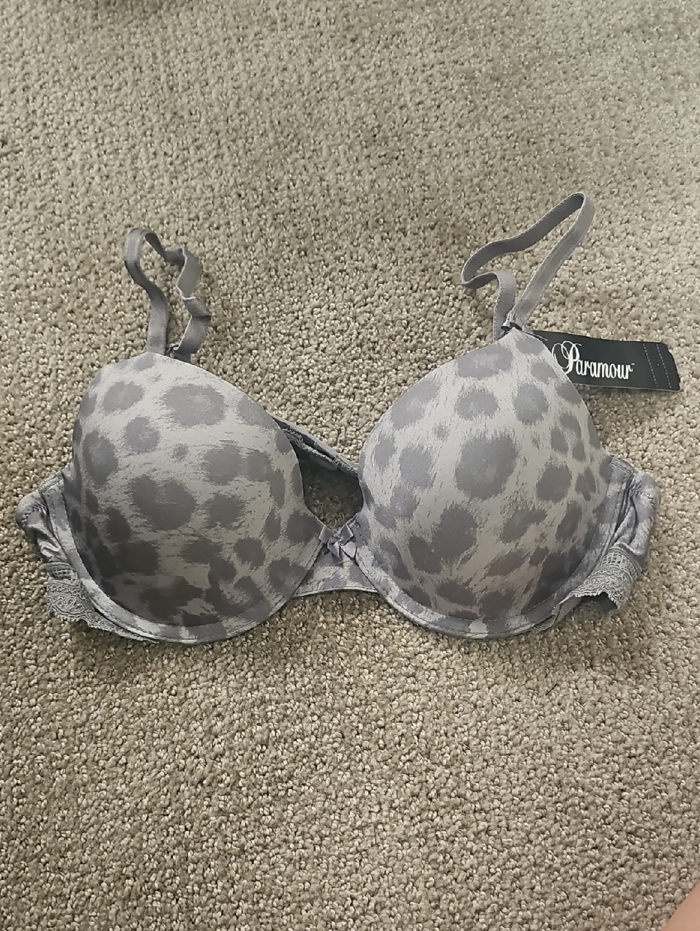 Paramour Light Gray Leopard Print Push-Up Bra